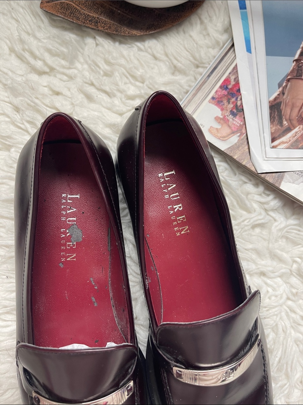 Lauren Ralph Lauren Women’s Dark Burgundy Leather Bit Loafers - Picture 4 of 8